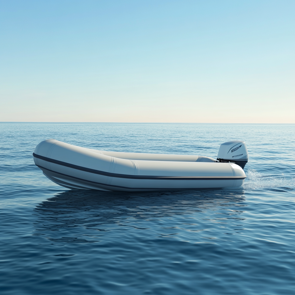 Лодка ПВХ в переходном режиме: нос задран, корма просела