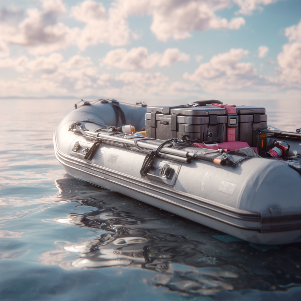 Лодка ПВХ в переходном режиме: нос задран, корма просела